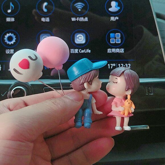 4PCS Cute Cartoon Couples Car Decoration Accessories Romantic Figurines Decor - Picture 2 of 12
